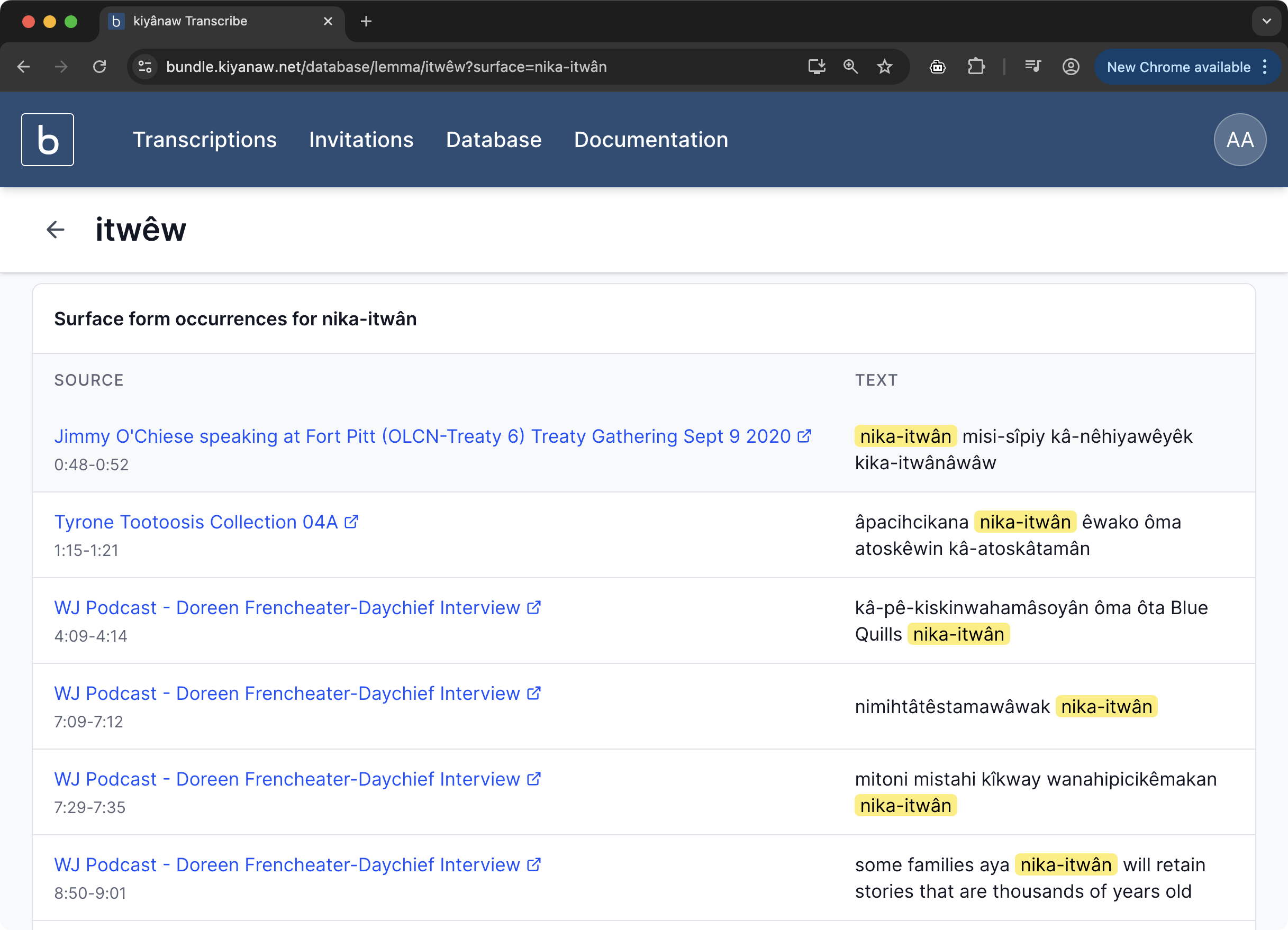 Variations of itwêw