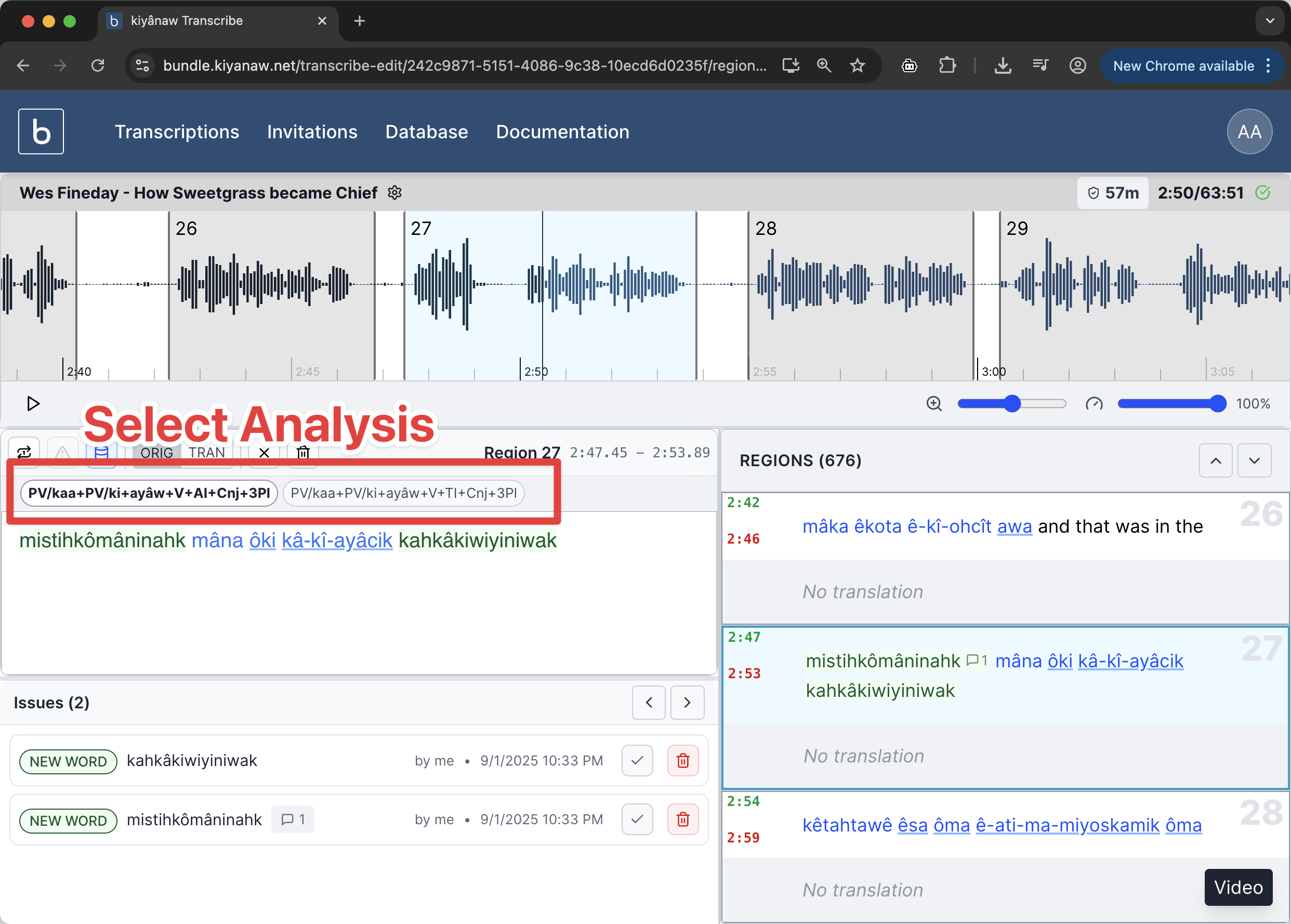 Select Desired Analysis